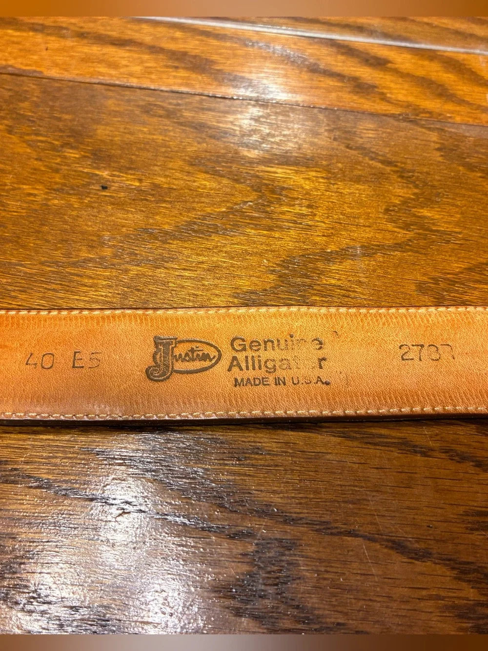 VTG Justin Genuine Alligator Leather Patchwork Belt USA MADE Brown Men’s Size 40